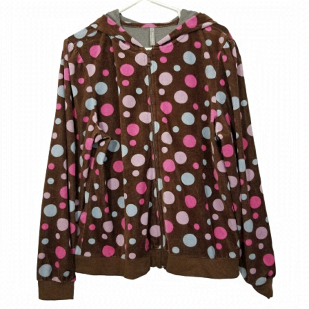 Hanna Andersson Brown Polka Dot Hoodie Size Large